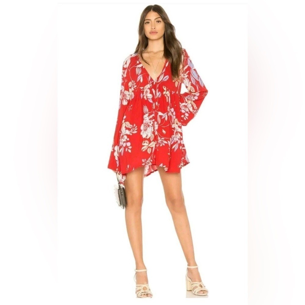 Free‎ People Red Bella Bell Sleeve Tunic/Dress